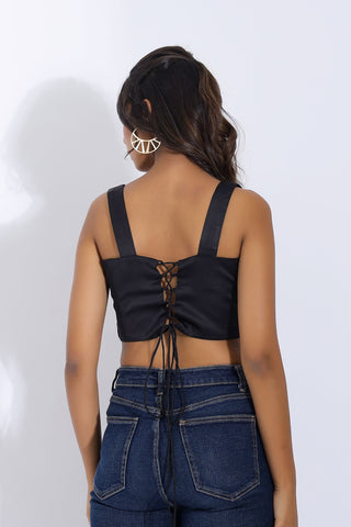 Black Corset Crop Top