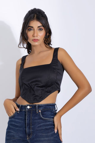 Black Corset Crop Top