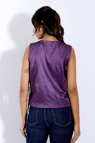 satin top with tie up