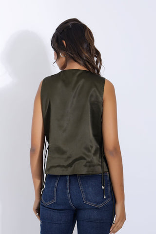 Satin Party Top with Tie Ups on side and front