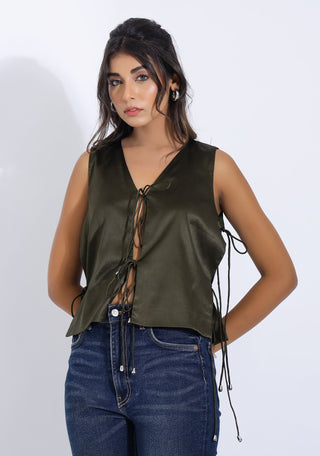 Satin Party Top with Tie Ups on side and front
