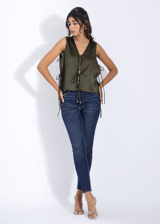 Satin Party Top with Tie Ups on side and front