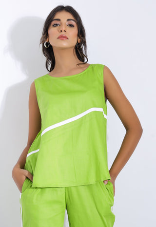 Green Cotton Coord Set Closeup 1