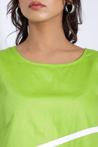 Green Cotton Coord Set Closeup 2