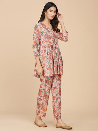 Red Printed Cotton Mull Co-Ord Set