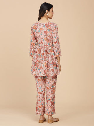 Red Printed Cotton Mull Co-Ord Set