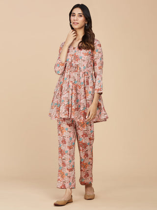 Red Printed Cotton Mull Co-Ord Set