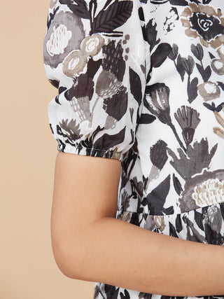 Black Floral Printed Cotton Mull Co-Ord Set