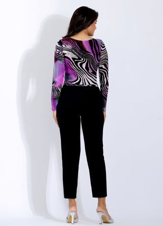 Long Sleeve printed Crop Top