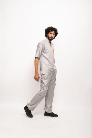 Grey-Orange Pocket Co-ord Set by WearVega.