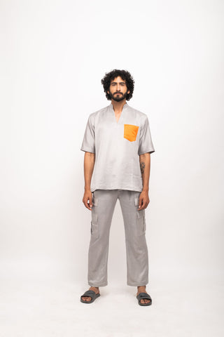 Grey-Orange Pocket Co-ord Set by WearVega.