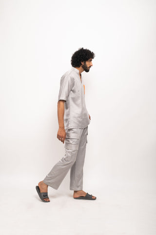 Grey-Orange Pocket Co-ord Set by WearVega.