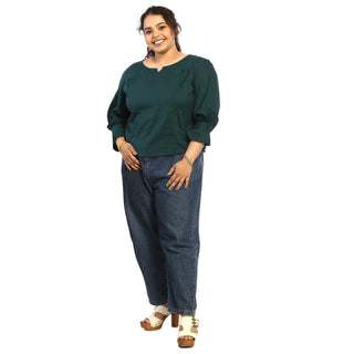 Gathered round neck top front view