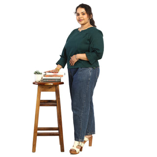 Gathered round neck top