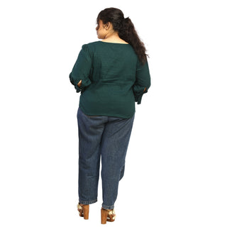 Gathered round neck top back view