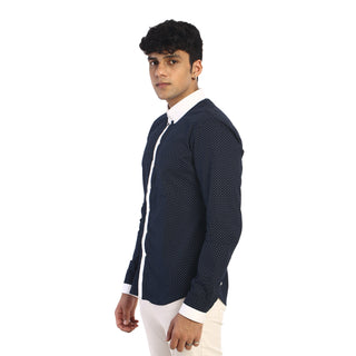 Dotted Print Blue Shirt by WearVega.