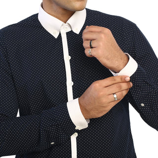 Dotted Print Blue Shirt by WearVega.