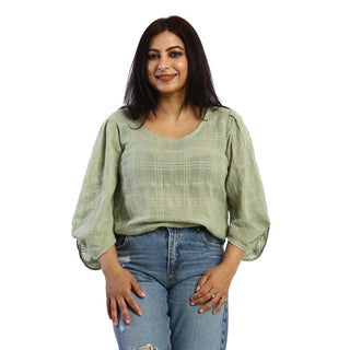 cotton self print twisted knot top front view