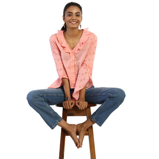 Relaxed Ruffle Sleeves Frill Top