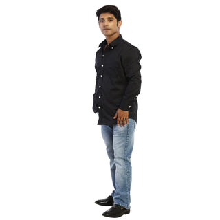 Detailed Collar Versatile Black Shirt by WearVega.