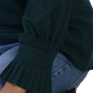 Gathered round neck top hanads