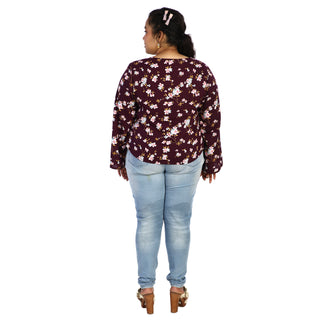 Elegant Maroon Floral Top For Office back vide