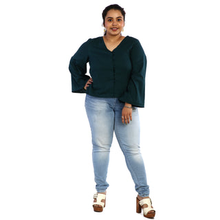 Button-up emerald green top