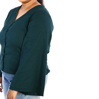 Button-up emerald green top 