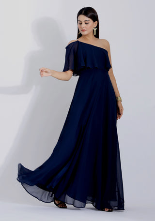 One Shoulder Ruffle Gown For Women