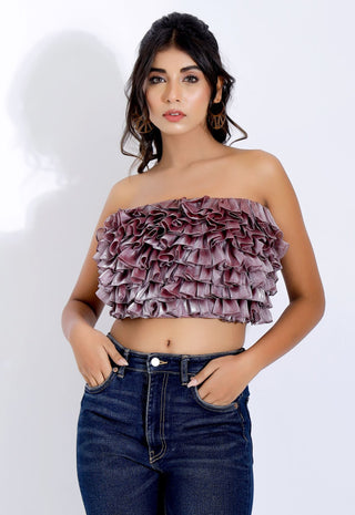 Layered Ruffle Tube Top
