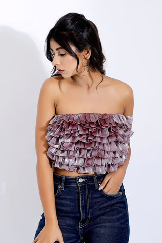 Layered Ruffle Tube Top