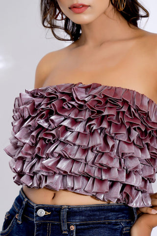 Layered Ruffle Tube Top