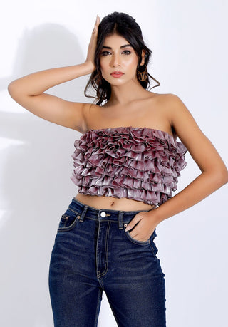 Layered Ruffle Tube Top