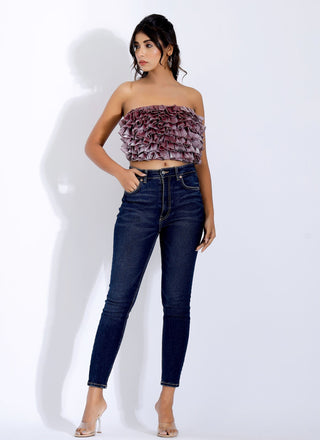 Layered Ruffle Tube Top