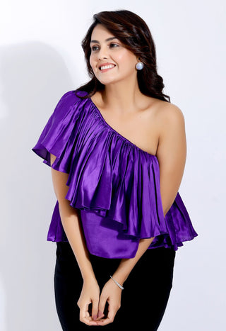 One Shoulder Satin Party Top