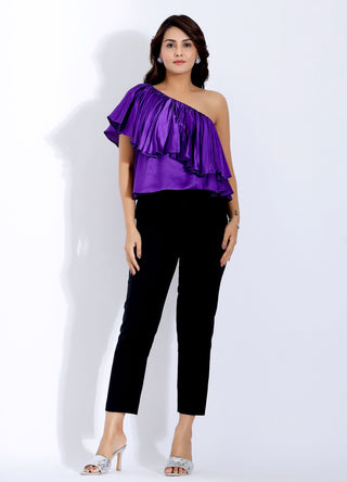 One Shoulder Satin Party Top