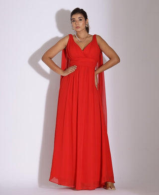 red evening gown for women front