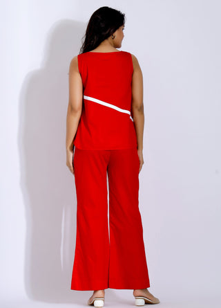 Red Cotton Coord Set
