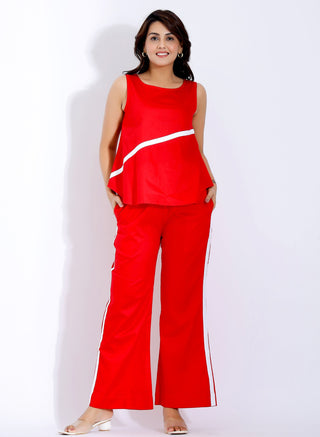 Red Cotton Coord Set