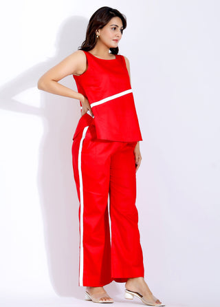 Red Cotton Coord Set