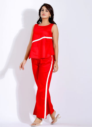 Red Cotton Coord Set