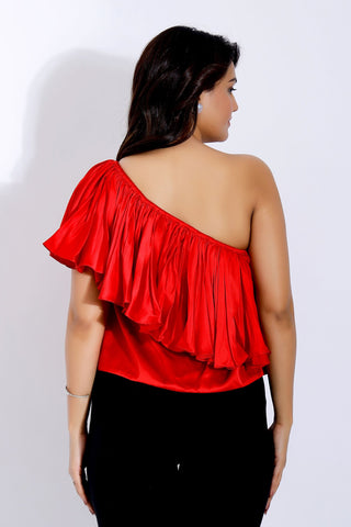 One Shoulder Satin Party Top