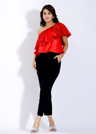 One Shoulder Satin Party Top