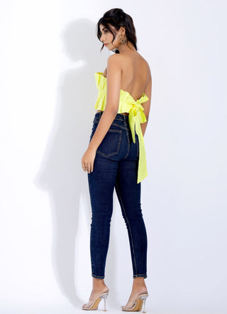 RUFFLE TUBE TOP IN YELLOW