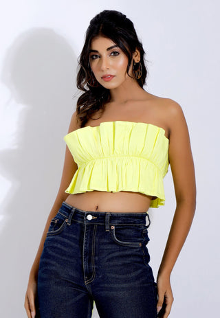 RUFFLE TUBE TOP IN YELLOW