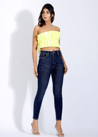 RUFFLE TUBE TOP IN YELLOW