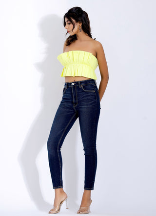 RUFFLE TUBE TOP IN YELLOW