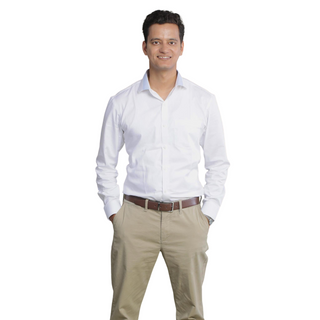 Cuffed Sleeves White Shirt by WearVega.
