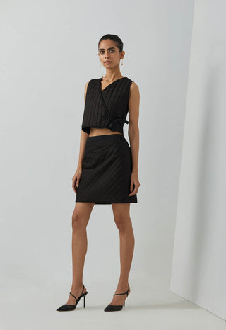 Black Cotton Panoply Overlapped Jacket Left Side view