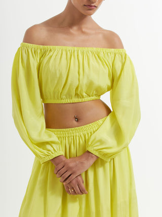 Yellow Abel Crop Top Front Close View